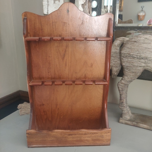 Vintage Other - Vintage Wooden Wall Mounted Souvenir Spoon Collection Display Shelf